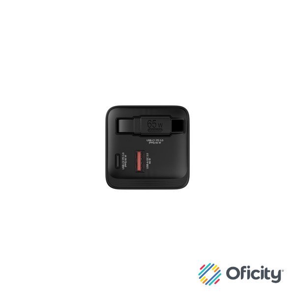 Cargador Verbatim GaN 65W de Cable retráctil