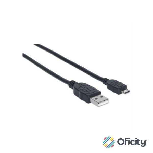 Cable Manhattan USB-A Micro USB-B 2.0 Alta Velocidad 0.5m Color Negro