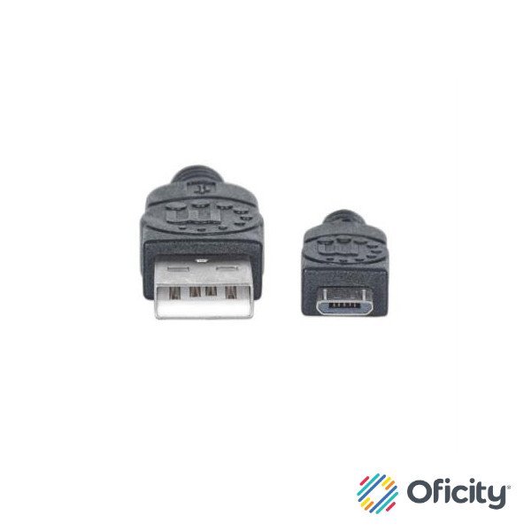 Cable Manhattan USB-A Micro USB-B 2.0 Alta Velocidad 0.5m Color Negro