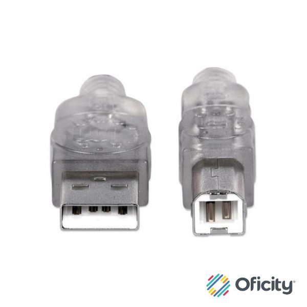 Cable Manhattan USB B Alta Velocidad 2.0 A-B1.8m Color Plata