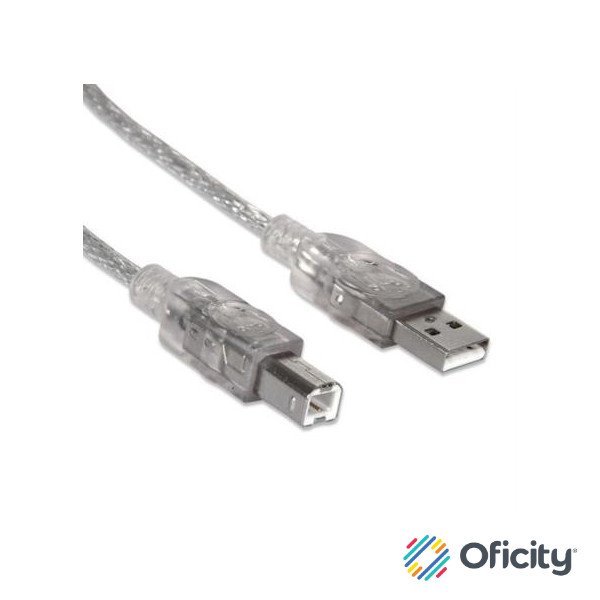 Cable Manhattan USB B Alta Velocidad 2.0 A-B1.8m Color Plata
