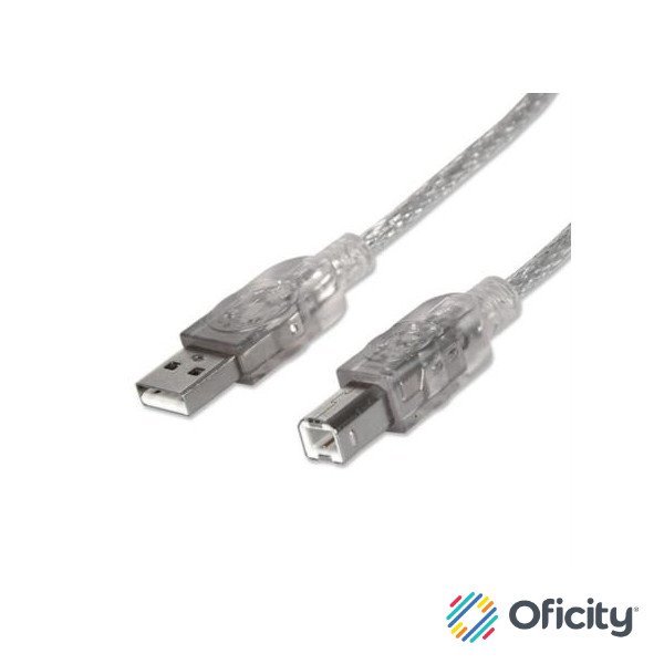 Cable Manhattan USB B Alta Velocidad 2.0 A-B1.8m Color Plata