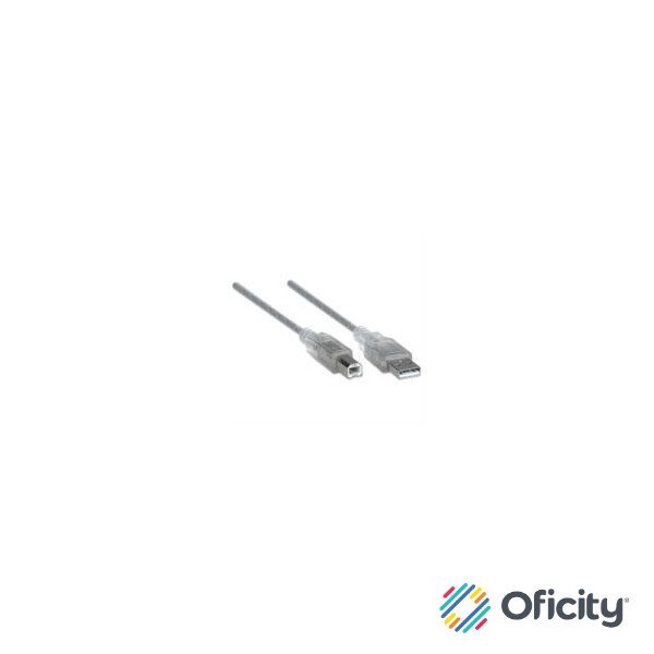 Cable Manhattan USB A-B 2.0 Alta Velocidad 4.5m Color Plata