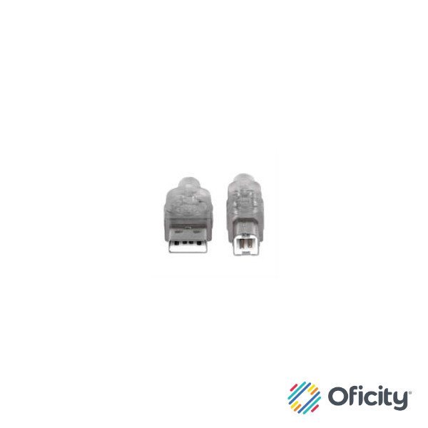 Cable Manhattan USB-B Alta Velocidad 2.0 5m Color Plata