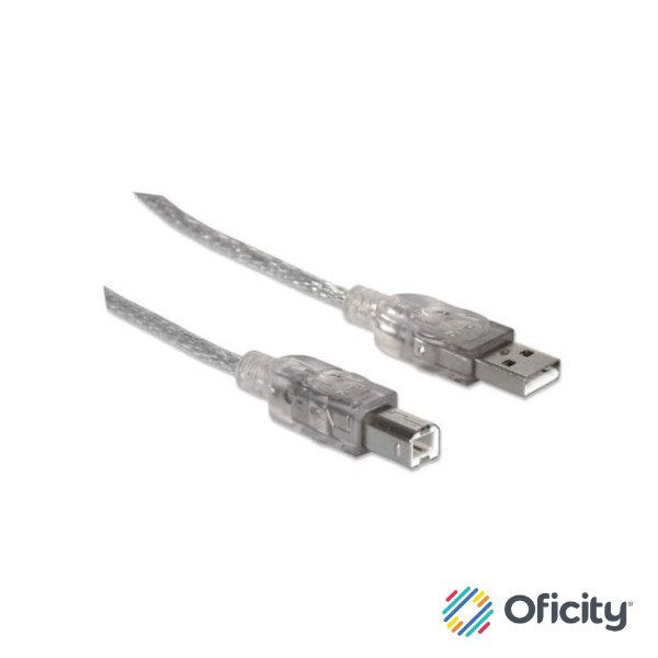 Cable Manhattan USB-B Alta Velocidad 2.0 5m Color Plata