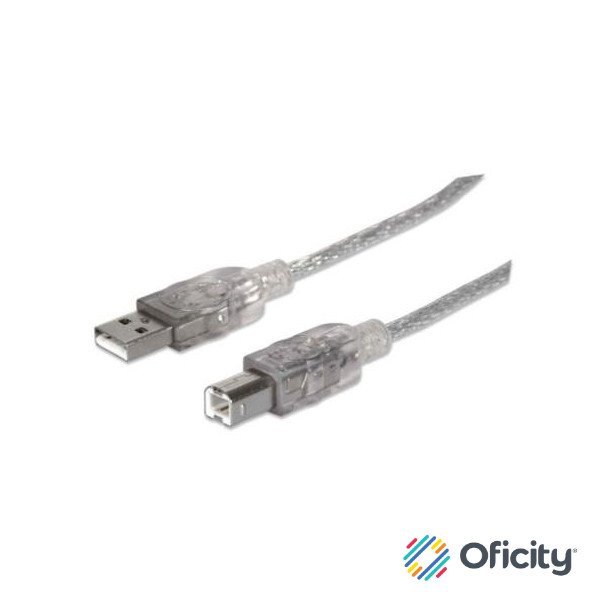 Cable Manhattan USB-B Alta Velocidad 2.0 5m Color Plata