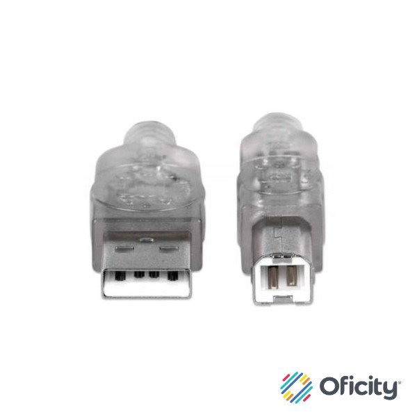 Cable Manhattan USB-B Alta Velocidad 2.0 5m Color Plata