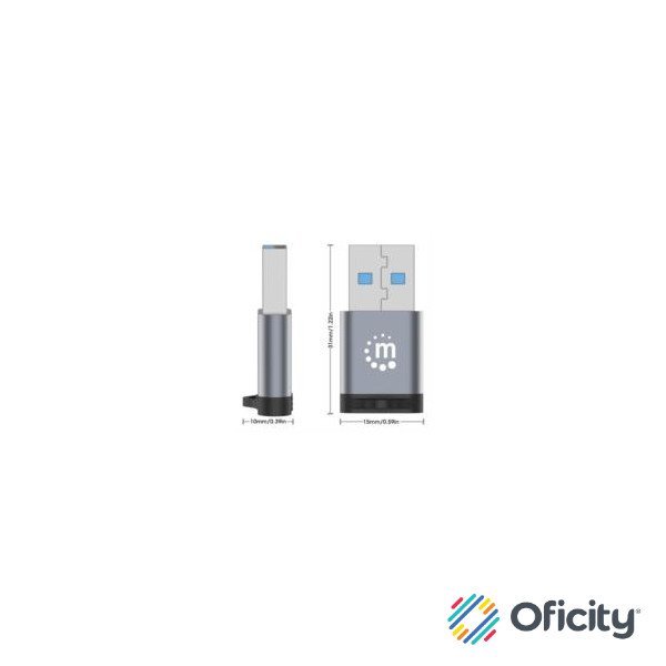Adaptador USB-C V3.2 Gen1 AM-CH 5Gbps 3A Aluminio Gris Espacial/Negro