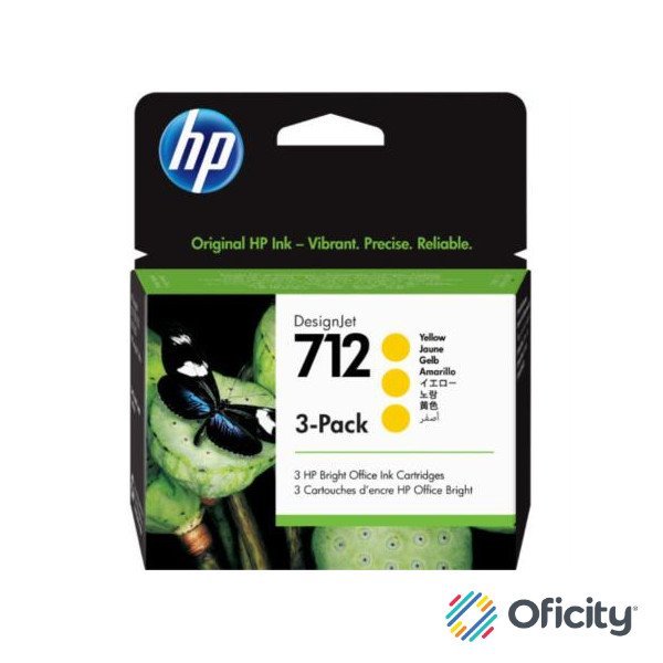 Tinta HP LF DesignJet 712 3 Pack 29ml Color Amarillo
