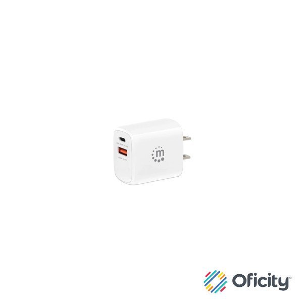 Cargador de Pared Manhattan 20W USB-C PD (20W) y USB-A QC (18W)