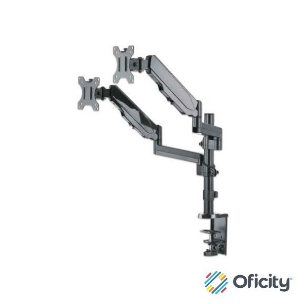Soporte Monitor Manhattan Universal para 2 Monitores 17" a 32" Pistón Gas Hasta 8 Kg