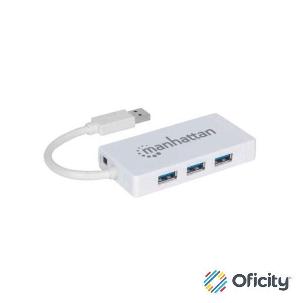 Hub Manhattan USB 3.0 con 3 Puertos/Adaptador Gigabit Ethernet