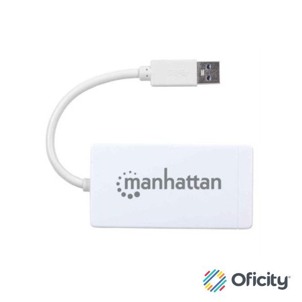 Hub Manhattan USB 3.0 con 3 Puertos/Adaptador Gigabit Ethernet