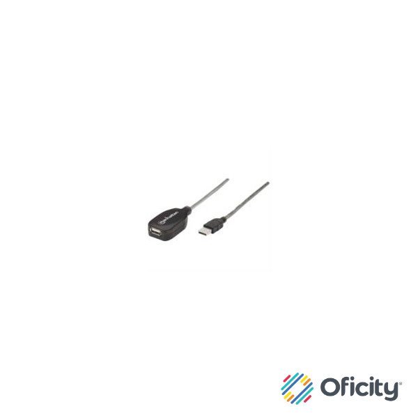 Cable Manhattan Extensión Activa USB-A 2.0 Alta Velocidad 5m Color Plata