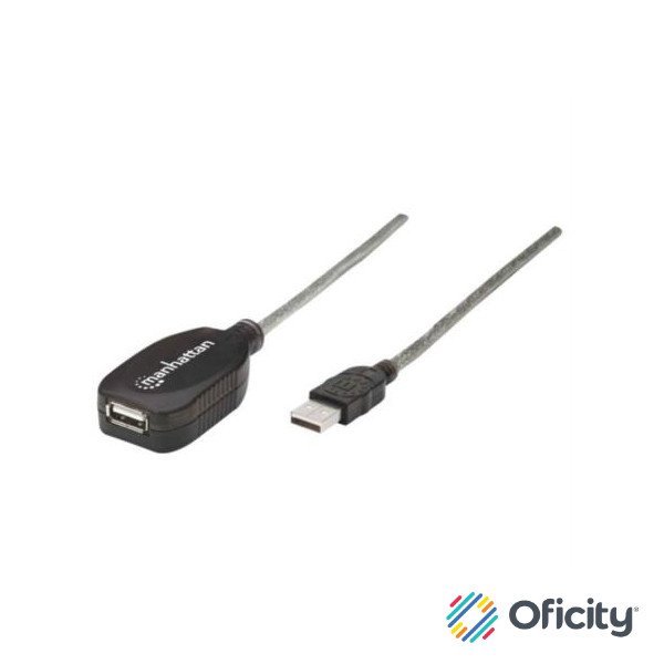 Cable Manhattan Extensión Activa USB-A 2.0 Alta Velocidad 5m Color Plata