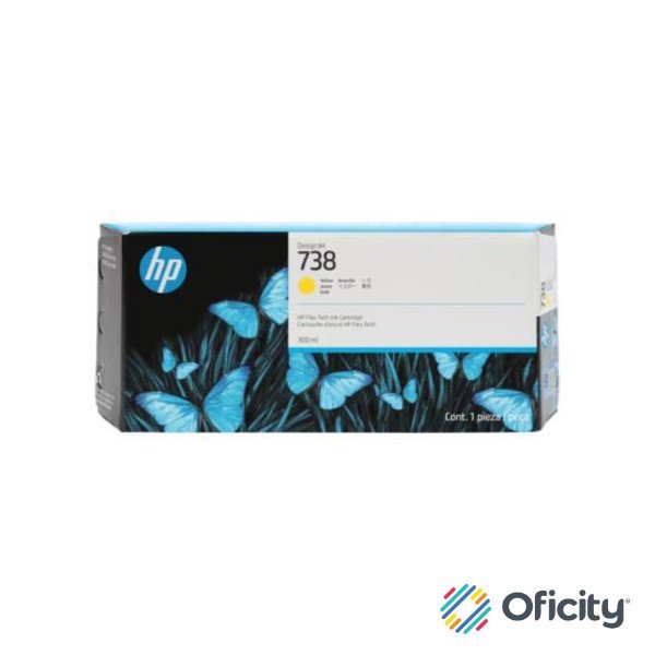 Tinta HP DesignJet 738 300ml Color Amarillo