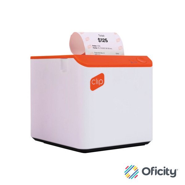 Impresora Térmica Clip con Conexión Bluetooth Portátil Compatible con POS Blanco-Naranja