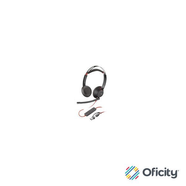 POLY Auriculares estéreo Blackwire 5220 + conector de 3.5 mm + adaptador USB-C/A