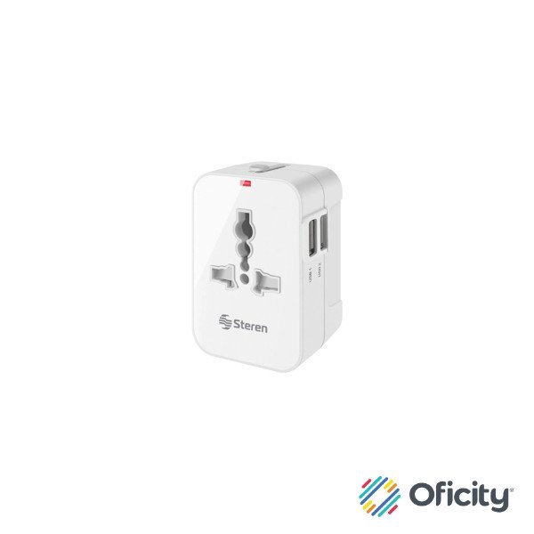 Adaptador STEREN universal de contactos para viaje con cargador USB doble