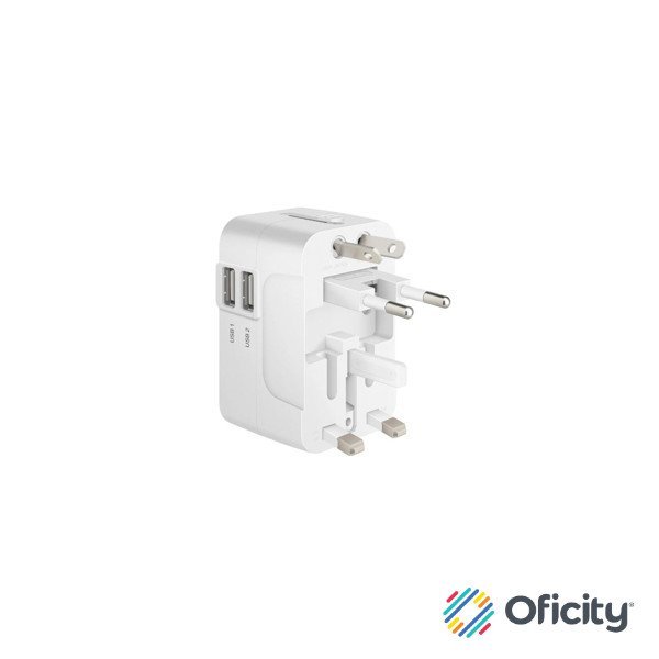 Adaptador STEREN universal de contactos para viaje con cargador USB doble