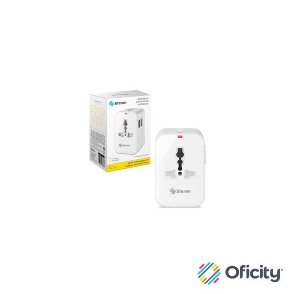 Adaptador STEREN universal de contactos para viaje con cargador USB doble