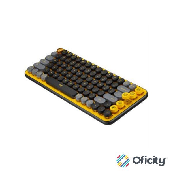 Teclado Logitech POP KEYS Inalámbrico con Función Emojis Personalizables Blast Color Amarillo-Negro