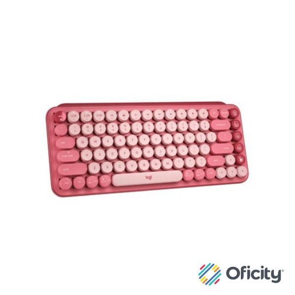 Teclado Logitech Pop Mecánico Teclas Emoji Personalizables Color Rosa Coral