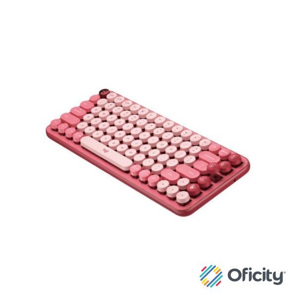 Teclado Logitech Pop Mecánico Teclas Emoji Personalizables Color Rosa Coral