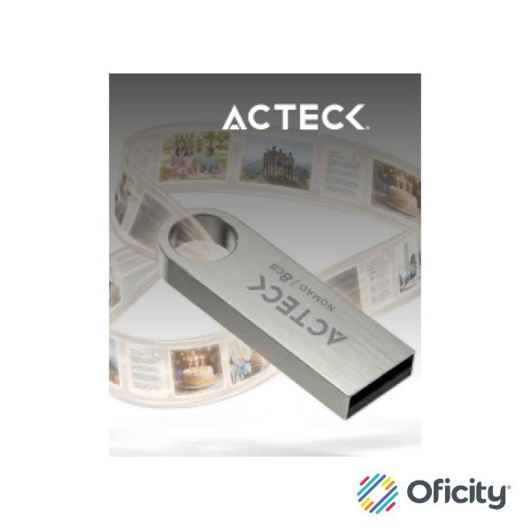 Memoria Acteck USB 8 GB Nomad Metal MUF8000 USB 20 lectura 25 MBs escritura 5 MBs color plata