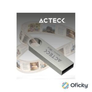 Memoria Acteck USB 16 GB metalica plata lectura 25 MBs escritura 5 MBs compacta resistente para uso diario