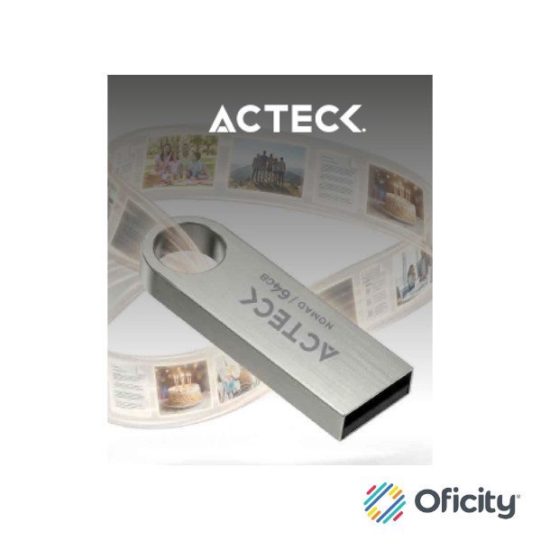 Memoria Acteck USB 64 GB metalica plata USB 20 lectura 25 MBs escritura 5 MBs compacta y resistente para uso diario