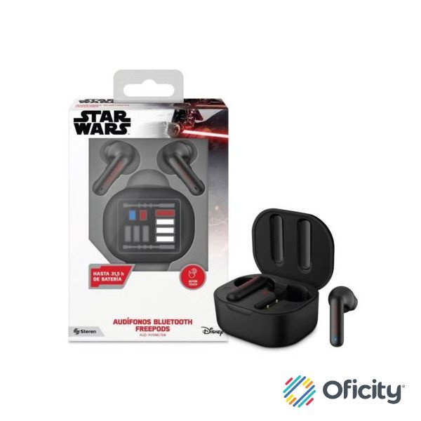 Audífonos Steren FreePods Touch TWS Star Wars Manos Libres Bluetooth Color Negro