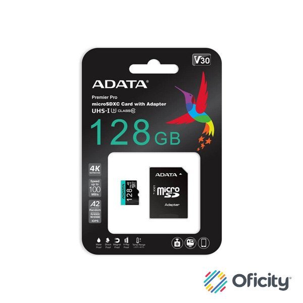 Memoria MicroSD Adata Premier Pro 128GB SDXC UHS-I U3 V30 Clase 10 A2 Con Adaptador