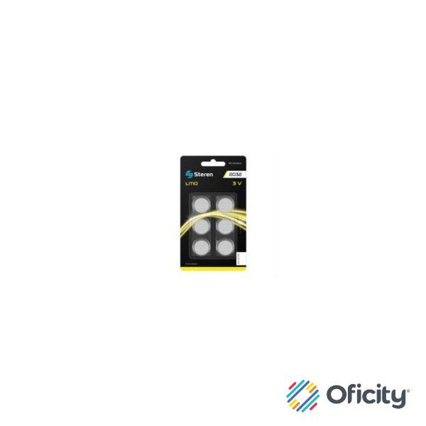 Pila de Litio Steren Tipo Botón CR2032 Capcidad 210 mAh 6 Piezas
