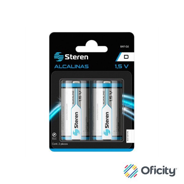 Pilas Steren Alcalinas Tipo D 1.5V C/2 Pzas