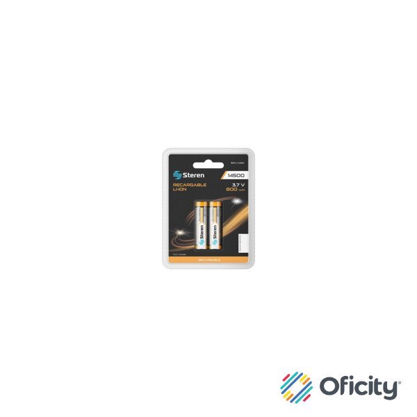 Paquete de Baterías Steren Tipo Cilindro 14500 Li-ion 3.7Vcc 800mAh