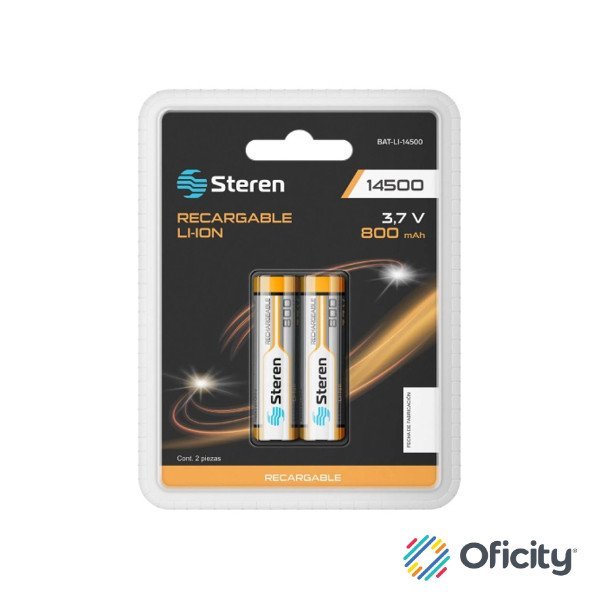 Paquete de Baterías Steren Tipo Cilindro 14500 Li-ion 3.7Vcc 800mAh