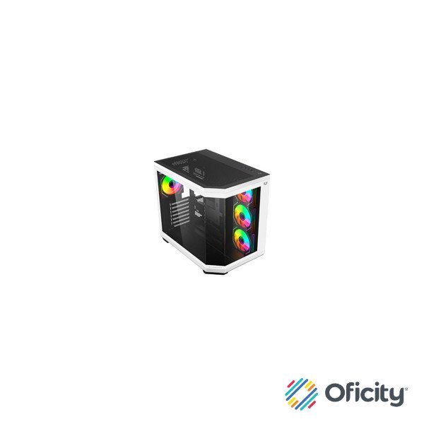 Gabinete Gamer Balam Rush Media Torre Tank Master 9600TB Max MB ATX Ultra Wides/USB-C/USB 3/Audio Fan ARGB Blanco- Negro