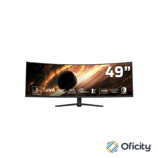 Monitor Balam Rush Gamer 49 VA Cosmos Titan MCT49X DQHD 120Hz 1ms Altura Ajustable USB C 65W Negro