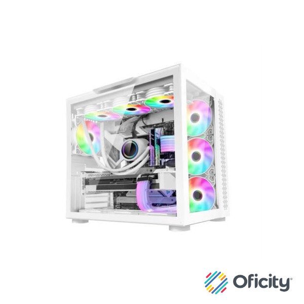 Gabinete Game Factor CSG700 ATX Fishtank Panel Lateral Vidrio Templado USB 2.0/3.0 Color Blanco
