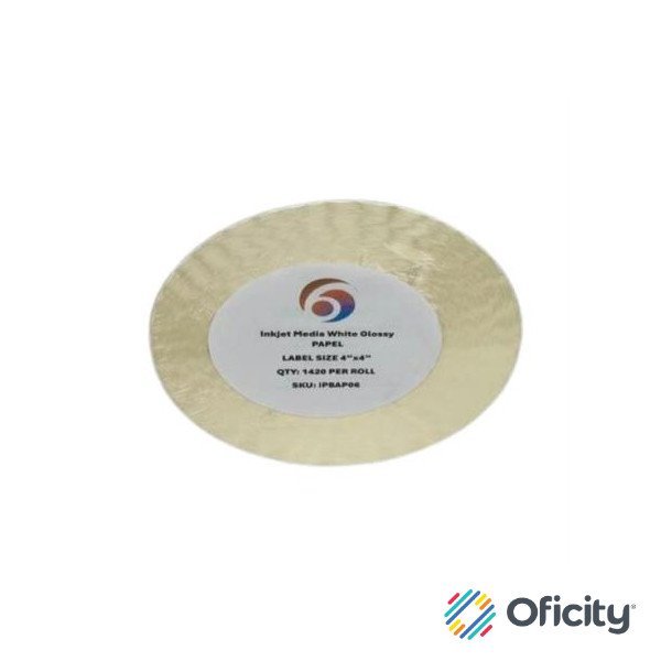 Papel Six Graphics Blanco Brillante Adhesivo Acrilico Respaldo 4x4" Core 3 1