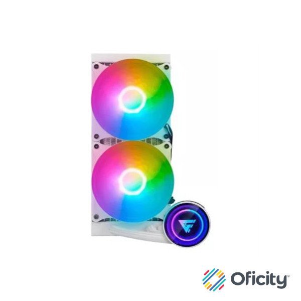 Enfriamiento Líquido Game Factor LQG600 240mm RGB TDP 250 2 Ventiladores 120mm 70 CFM Color Blanco