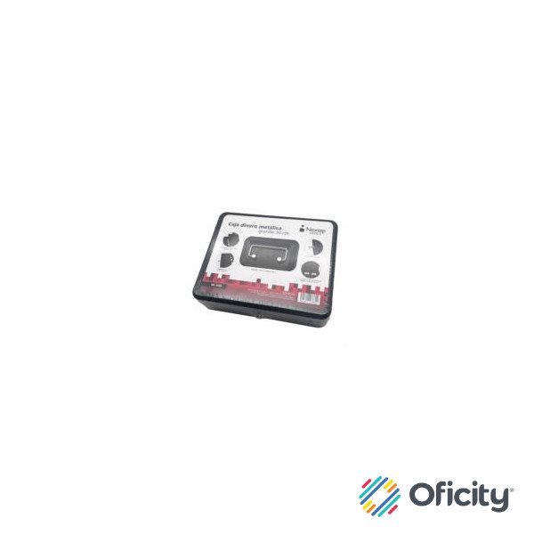 Caja Dinero Nextep Metalica Extra Grande 30 cm Bandeja Con Clips Para 4 Billetes