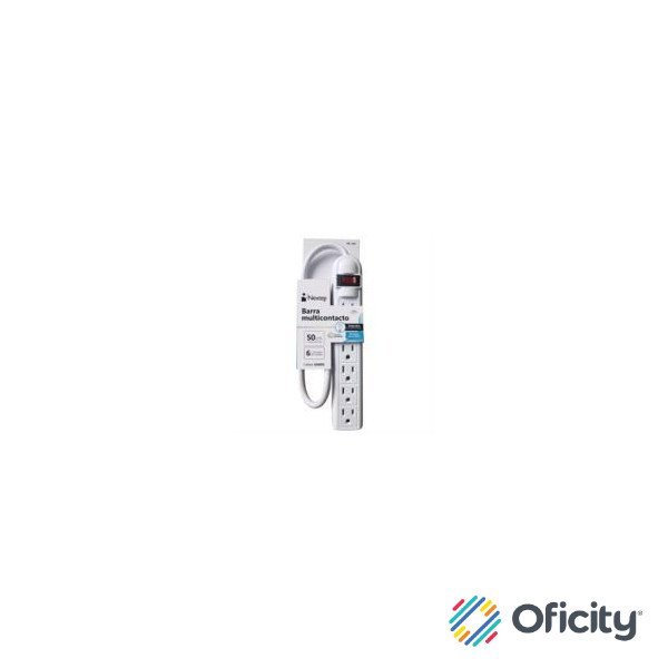 Barra Multicontacto Nextep 6 Contactos Aterrizados Supresor 490J Cable 50 cm 16AWG