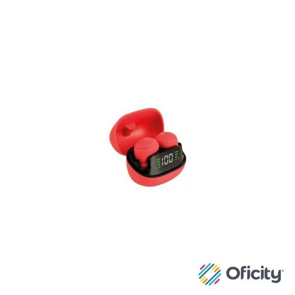 Audífonos Inalámbricos Perfect Choice TWS Mini Tiny Beats con Indicador de Carga Color Rojo