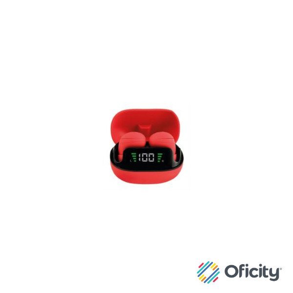 Audífonos Inalámbricos Perfect Choice TWS Mini Tiny Beats con Indicador de Carga Color Rojo