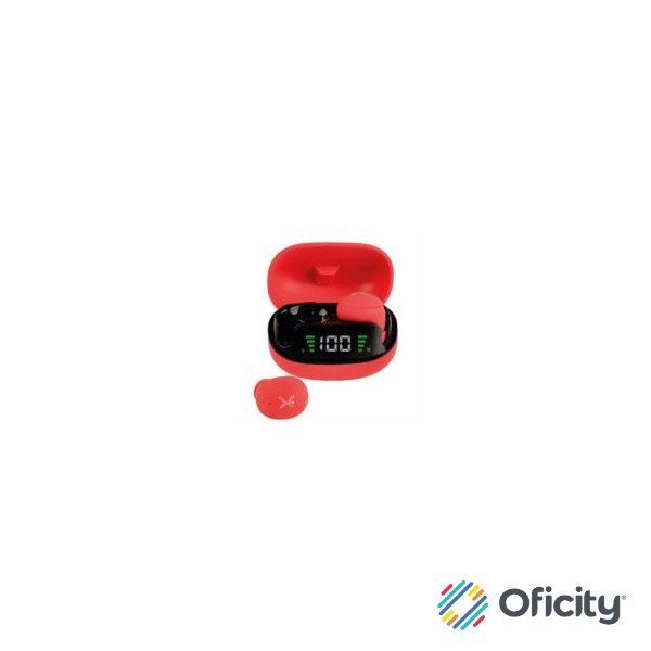 Audífonos Inalámbricos Perfect Choice TWS Mini Tiny Beats con Indicador de Carga Color Rojo