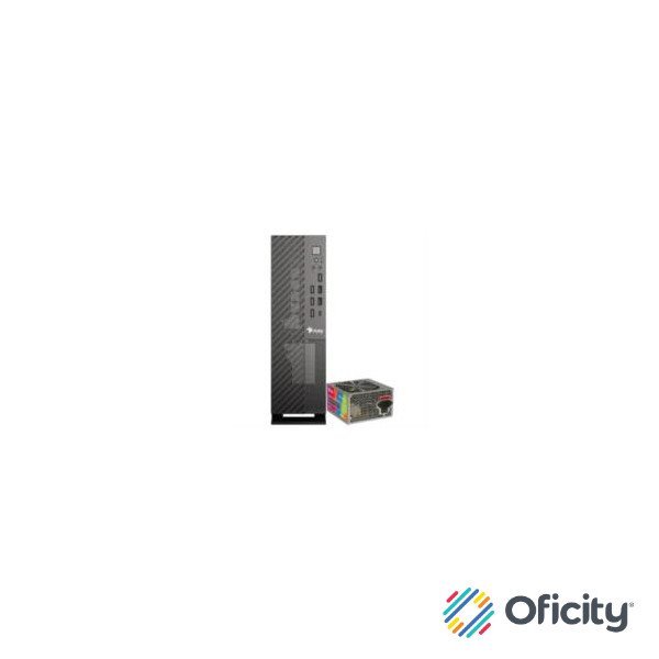 Gabinete Oficina Mince Slim ITX Stylos 4xUSB 2.0 2xUSB 3.0 1xTipo C Puerto 3.5mm con Fuente de Poder 550W