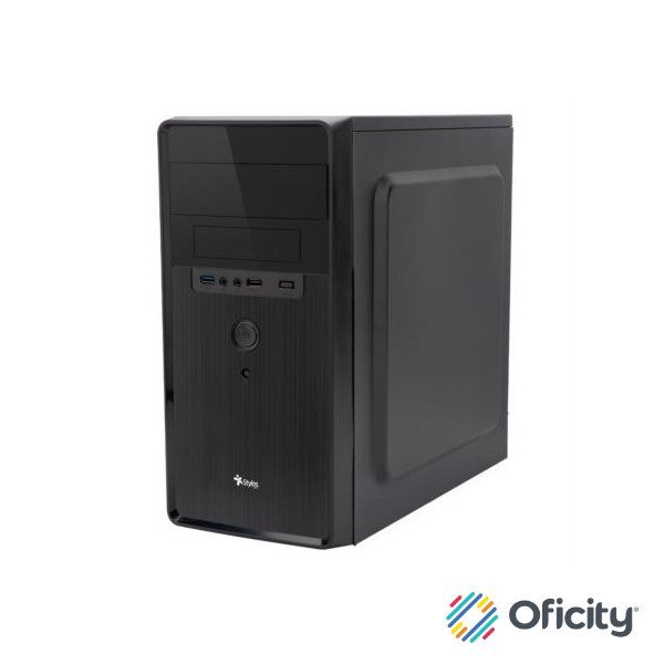 Gabinete Stylos Mini-Tower Micro-ATX/Mini-ITX USB 3.0 con Fuente de 500W sin Ventiladores Instalados Negro/Rojo