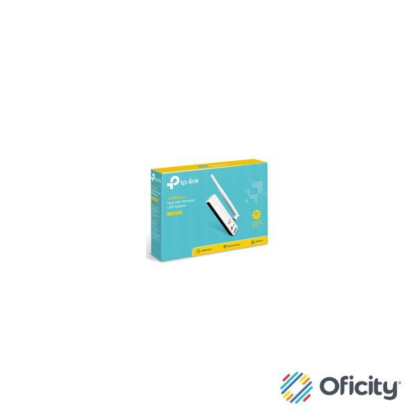 Adaptador TP-Link Wi-Fi USB TL-WN722N N150 150Mbps 2.4GHz Antena Desmontable 4dBi